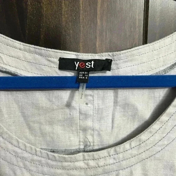 Yest Netherlands-Grey Crochet Linen Mini Dress-Size:6 - Picture 5 of 16